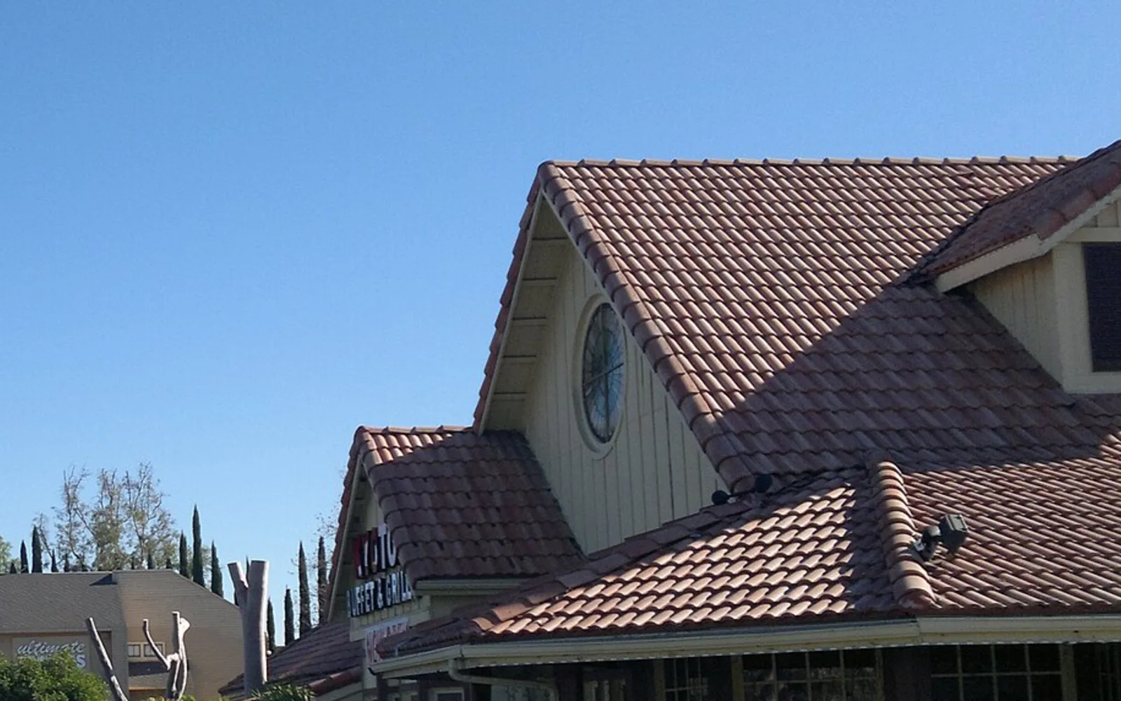 Buildings along a street in Brea, California